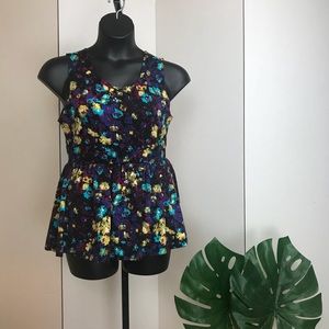 H&M Graphic Peplum Sleeveless Top